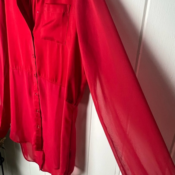 Free People The Best of Both Worlds Women's Red Blouse - size L - Picture 5 of 12